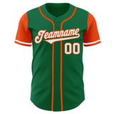 Custom Kelly Green White-Orange Authentic Two Tone Baseball Jersey