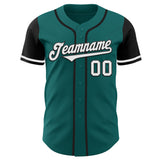 Custom Teal White-Black Authentic Two Tone Baseball Jersey