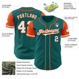 Custom Teal White-Orange Authentic Two Tone Baseball Jersey