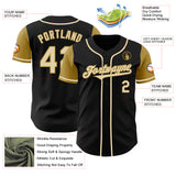 Custom Black Cream-Old Gold Authentic Two Tone Baseball Jersey