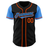 Custom Black Electric Blue-Orange Authentic Two Tone Baseball Jersey