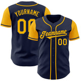 Custom Navy Gold Authentic Two Tone Baseball Jersey