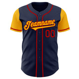 Custom Navy Gold-Red Authentic Two Tone Baseball Jersey