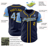 Custom Navy Light Blue-Yellow Authentic Two Tone Baseball Jersey