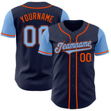 Custom Navy Light Blue-Orange Authentic Two Tone Baseball Jersey