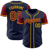 Custom Navy Crimson-Gold Authentic Two Tone Baseball Jersey