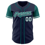 Custom Navy Teal-White Authentic Two Tone Baseball Jersey