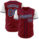 Custom Crimson Navy-White Authentic Two Tone Baseball Jersey