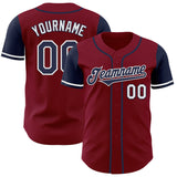 Custom Crimson Navy-White Authentic Two Tone Baseball Jersey