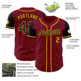 Custom Crimson Black-Gold Authentic Two Tone Baseball Jersey