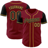 Custom Crimson Black-Old Gold Authentic Two Tone Baseball Jersey