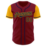 Custom Crimson Navy-Gold Authentic Two Tone Baseball Jersey