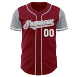 Custom Crimson Gray-White Authentic Two Tone Baseball Jersey