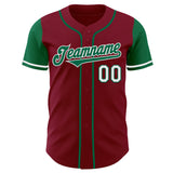 Custom Crimson Kelly Green-White Authentic Two Tone Baseball Jersey