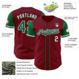 Custom Crimson Kelly Green-White Authentic Two Tone Baseball Jersey