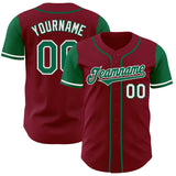 Custom Crimson Kelly Green-White Authentic Two Tone Baseball Jersey