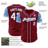 Custom Crimson White-Light Blue Authentic Two Tone Baseball Jersey