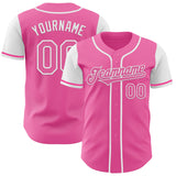 Custom Pink White Authentic Two Tone Baseball Jersey