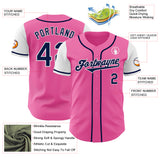 Custom Pink Navy-White Authentic Two Tone Baseball Jersey