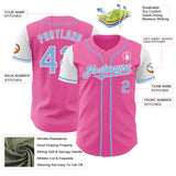 Custom Pink Light Blue-White Authentic Two Tone Baseball Jersey