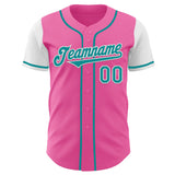 Custom Pink Teal-White Authentic Two Tone Baseball Jersey