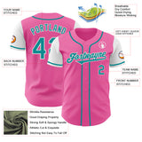 Custom Pink Teal-White Authentic Two Tone Baseball Jersey