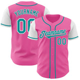 Custom Pink Teal-White Authentic Two Tone Baseball Jersey