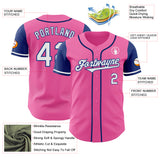 Custom Pink White-Royal Authentic Two Tone Baseball Jersey