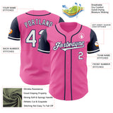 Custom Pink White-Navy Authentic Two Tone Baseball Jersey