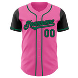 Custom Pink Kelly Green-Black Authentic Two Tone Baseball Jersey