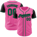 Custom Pink Kelly Green-Black Authentic Two Tone Baseball Jersey