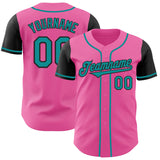 Custom Pink Teal-Black Authentic Two Tone Baseball Jersey