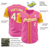 Custom Pink White-Gold Authentic Two Tone Baseball Jersey