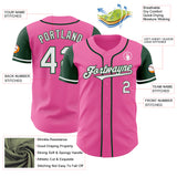 Custom Pink White-Green Authentic Two Tone Baseball Jersey