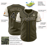 Custom Olive Black-Cream Authentic Two Tone Salute To Service Baseball Jersey