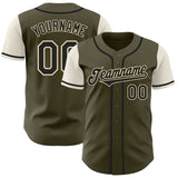 Custom Olive Black-Cream Authentic Two Tone Salute To Service Baseball Jersey