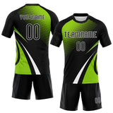 Custom Black Neon Green-White Lines And Dots Sublimation Volleyball Uniform Jersey