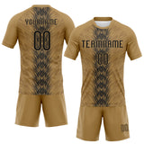 Custom Old Gold Black Arrow Shape Sublimation Volleyball Uniform Jersey