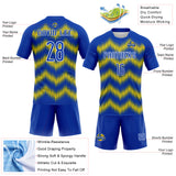 Custom Thunder Blue Gold-White Zigzag Sublimation Volleyball Uniform Jersey