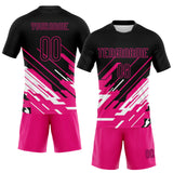 Custom Black Pink-White Lines Sublimation Volleyball Uniform Jersey