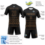 Custom Black Old Gold Geometric Shape Sublimation Volleyball Uniform Jersey