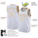 Custom White Old Gold Authentic Basketball Jersey