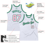 Custom White Light Pink-Kelly Green Authentic Throwback Basketball Jersey