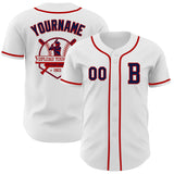 Custom White Navy-Red Authentic Baseball Jersey