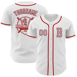 Custom White Gray-Red Authentic Baseball Jersey