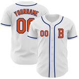 Custom White Orange-Royal Authentic Baseball Jersey