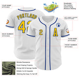 Custom White Yellow-Royal Authentic Baseball Jersey