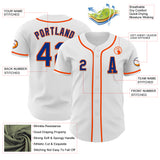 Custom White Royal-Orange Authentic Baseball Jersey