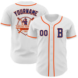 Custom White Royal-Orange Authentic Baseball Jersey