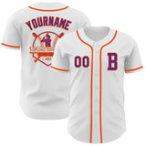 Custom White Purple-Orange Authentic Baseball Jersey